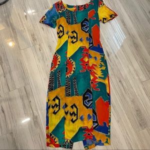Vintage Just Maggie color Caribbean African dress